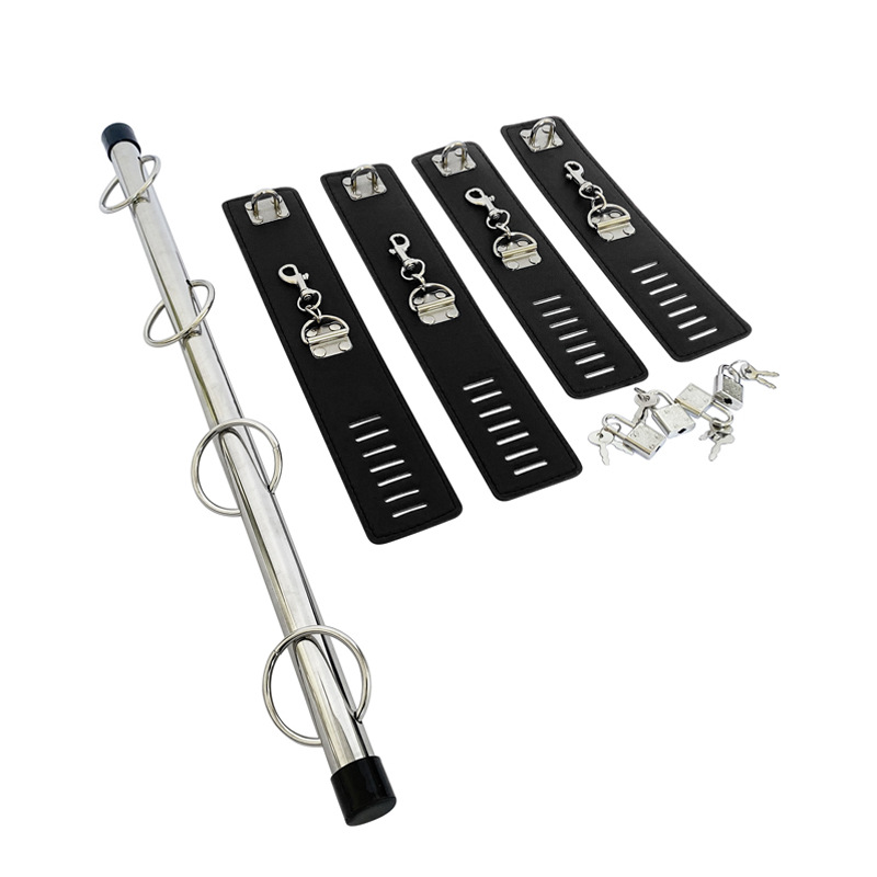 Adult foreign trade SM sex toys women's one-word steel tube binding leather with lock hand cuff sex tools wholesale