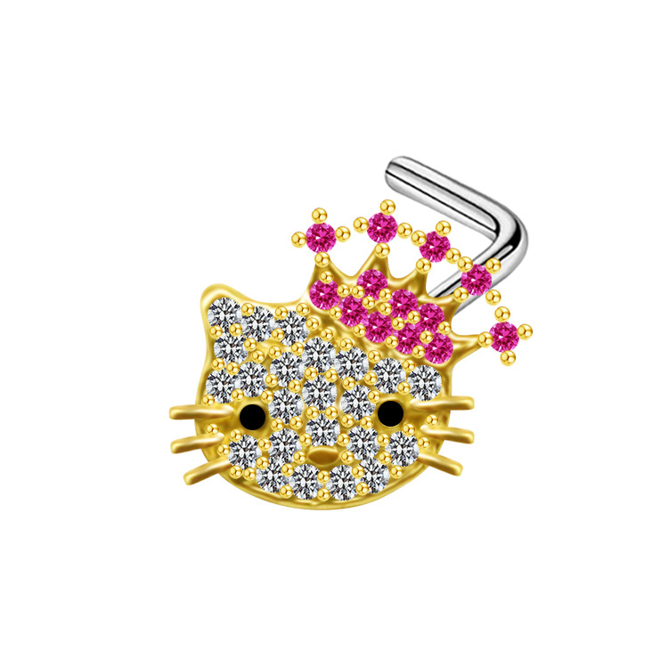 Gaby Europe and the United States cross-border cat nose nail Crown nose nail nose ring heart-shaped nose nail human body piercing jewelry spot