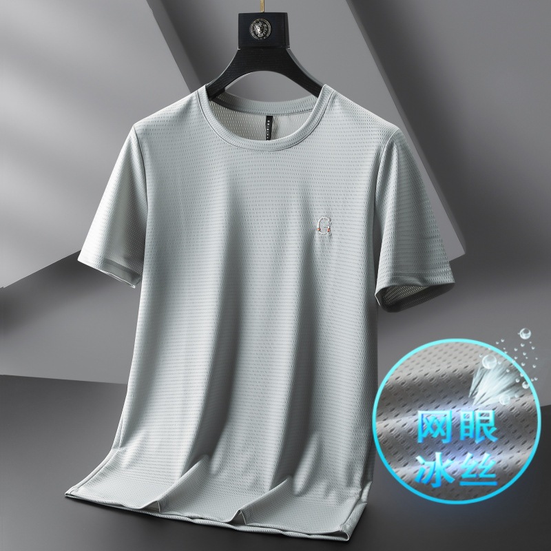 High-Bottom Cool Men's Quick-Drying Short-Sleeved T-Shirt Summer Thin Ice Mesh Men's Casual Half-Sleeved Bottoming Shirt 06