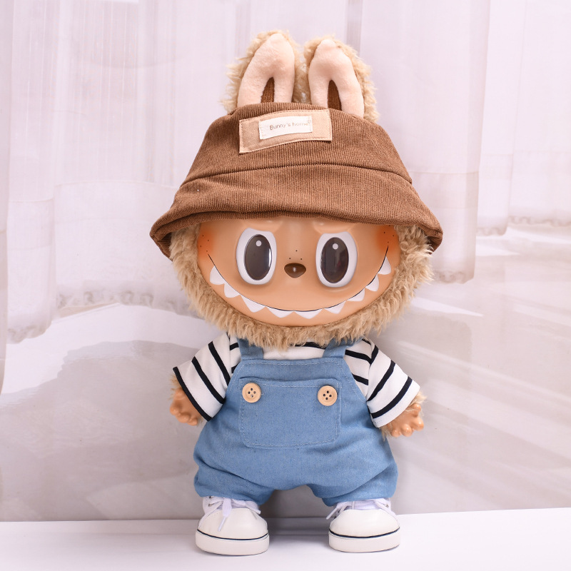 Only clothes] 38cm vinyl cloth plush doll clothes striped T-shirt suspenders casual baby clothes