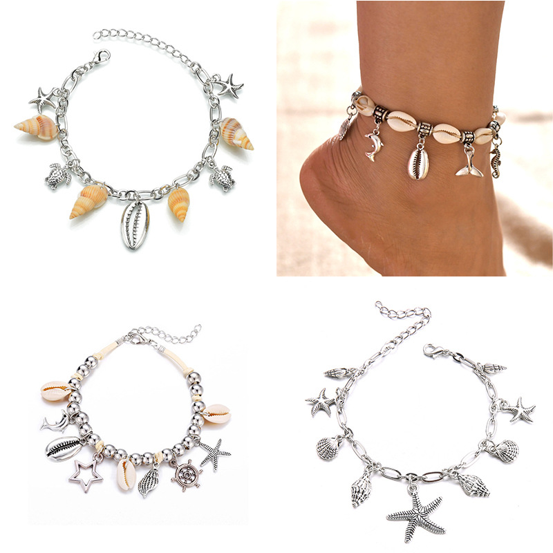 Wholesale European and American fashion jewelry cross-border new anklets fashion creative conch shell beach anklets