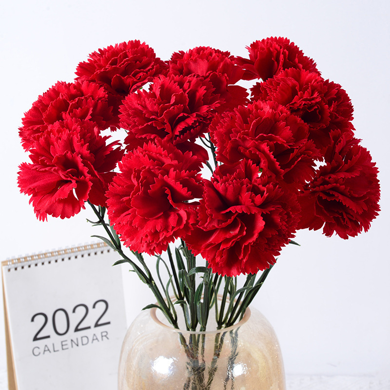 Simulation single carnation simulation flower fake flower wedding home teacher's day mother's day gift manufacturers wholesale