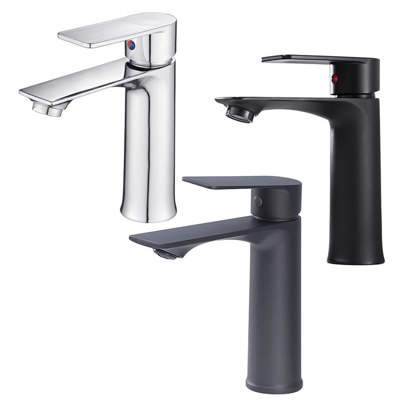 Bathroom Faucet Face Basin Household Hot and Cold Water Sink Sink Basin Bathroom Single Hole Faucet Black