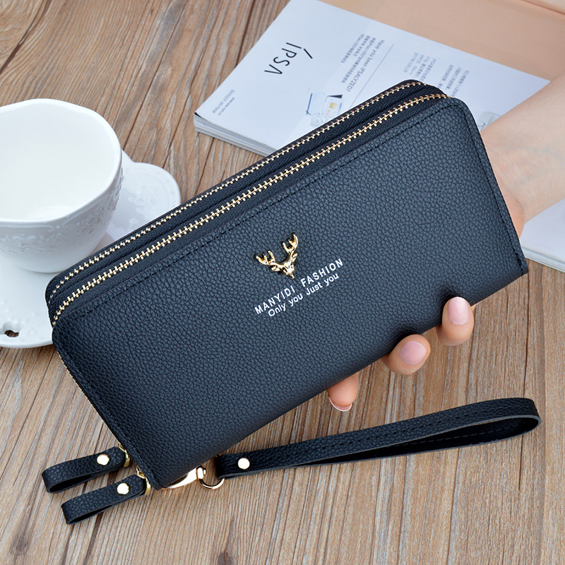 New Wallet Women's Long Clutch Double Zipper Wallet Mobile Phone Bag Fashionable Simple Large Capacity Double Layer Wallet
