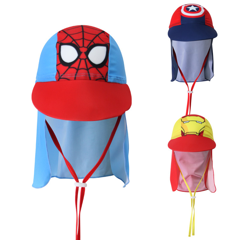 Men's and women's children's sunscreen swimming cap beach play neck protection cap sunshade cap swimming cap ear protection cloth cap sunshade cap