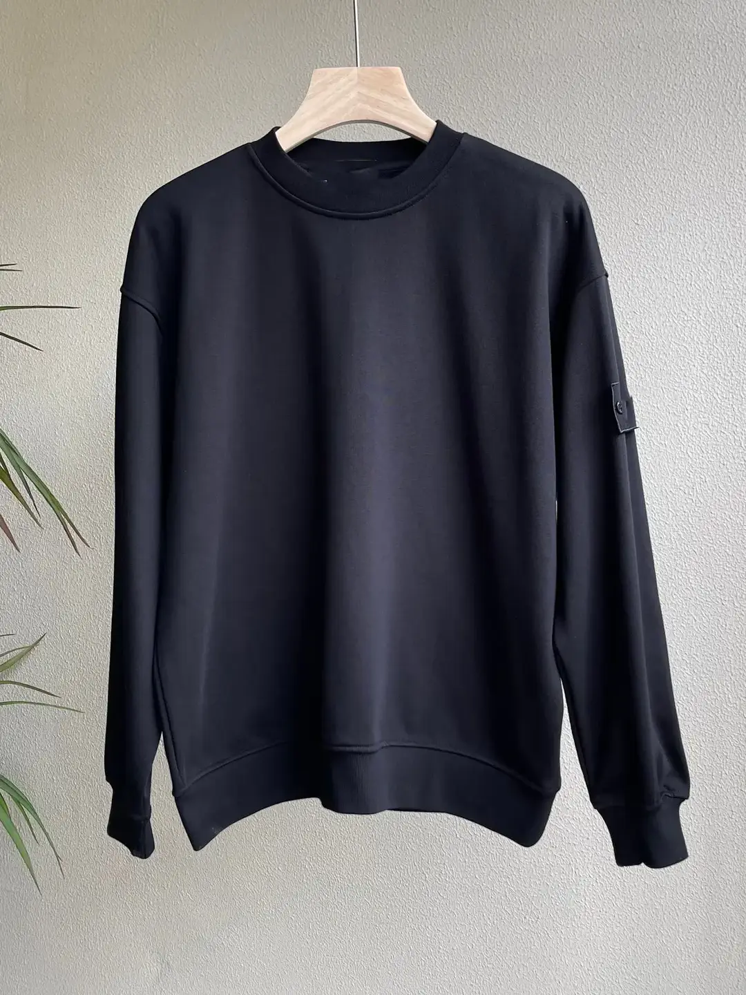 Badge Crewneck Sweatshirt 440g High Weight Loose Terry Round Neck Armband Sweatshirt