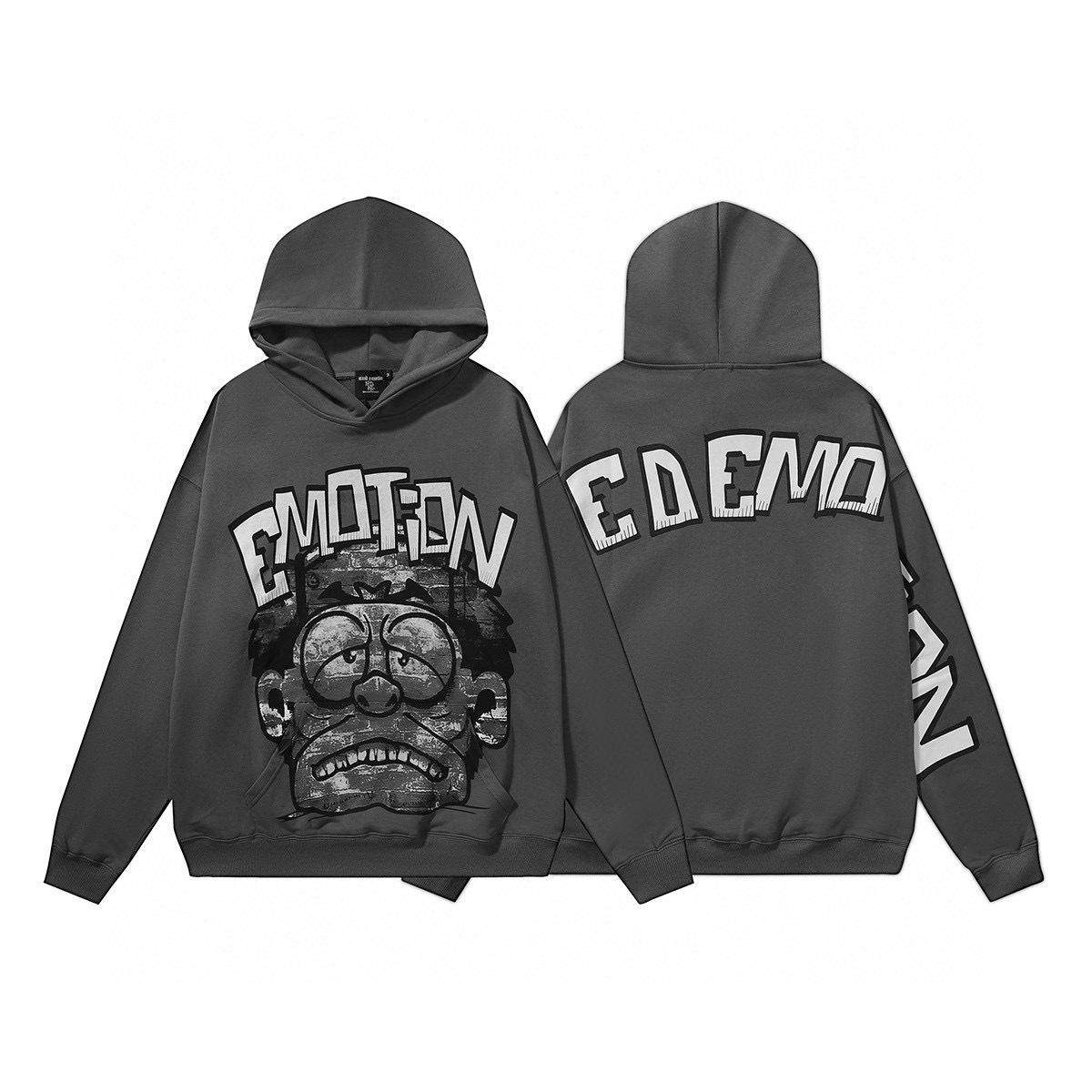 Mixed Emotion Monster Monster Print High-Quality Terry Hoodie Sweatshirt for Men and Women