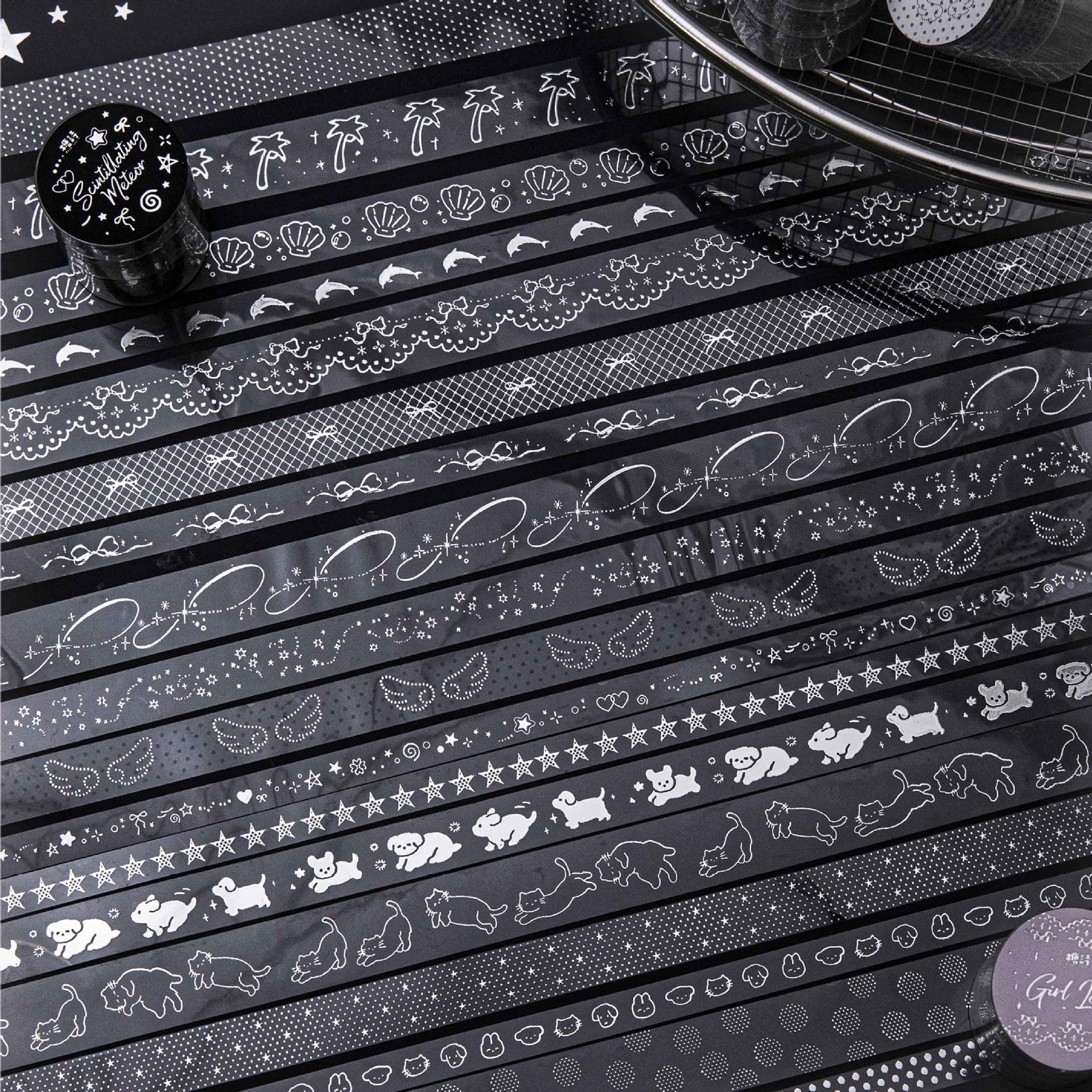 Sugar Poetry Pet 3D Silver Foil Tape Set Silver Special Edition Series Artistic Floral Scenery Journal DIY Materials