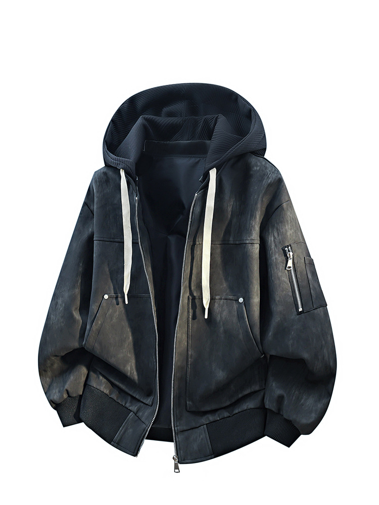 2026 Men's Loose Trendy Casual Jacket Versatile Stylish Top Spring New Fashion Hooded Leather Jacket