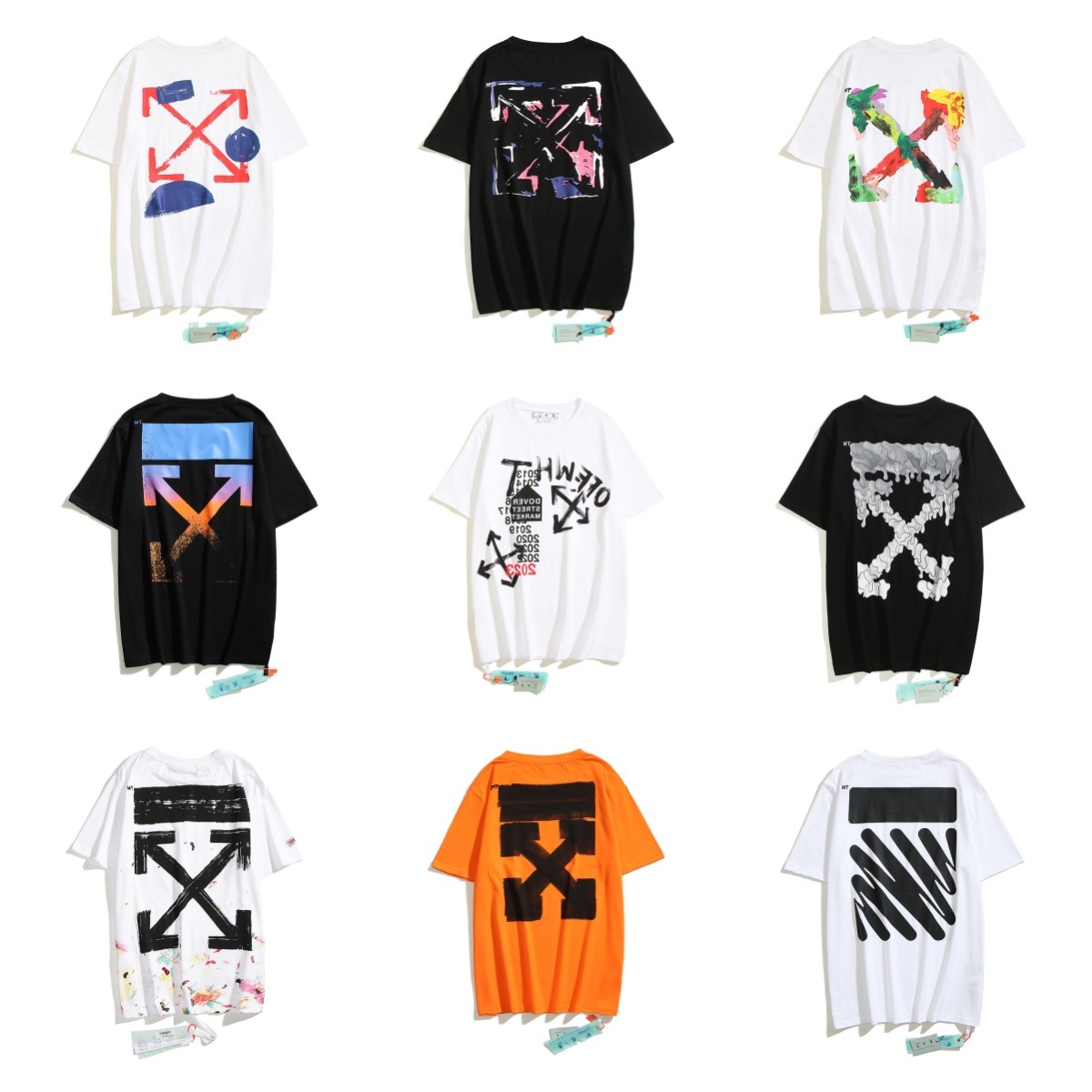 In-Stock Instant Delivery 2023 Summer New Off-White High-Quality Pure Cotton Men's T-Shirt with Printed Short Sleeves