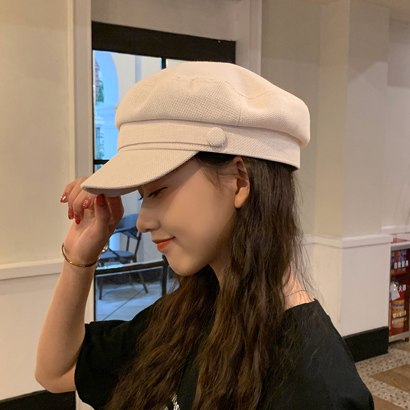 Hat Women's Spring and Summer Cyber Celebrity Beret Navy Cap Autumn and Winter Fashion All-match Korean Casual Octagon Retro Cap