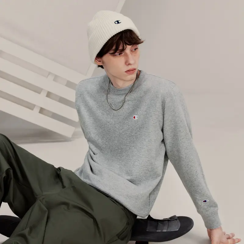 [Same Style as Wang Junkai] Champion Couple Sweatshirt Men's Spring & Fall Trendy American Red Sports Style