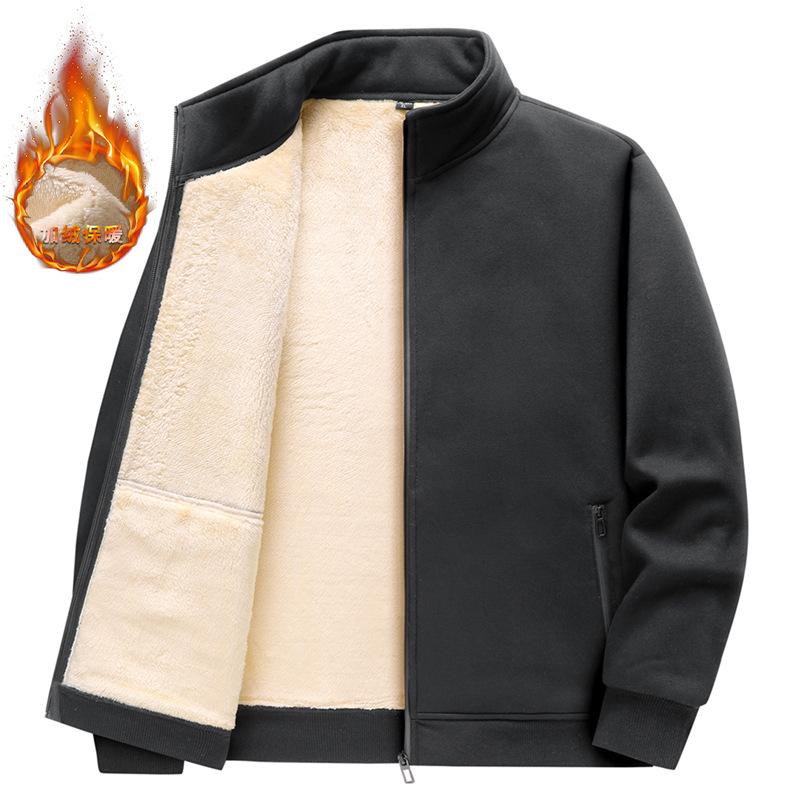 Cashmere Jacket Men's Autumn and Winter Sports Cardigan Sweater with Vertical Collar Polar Fleece Jacket fleece-lined Thickened Top