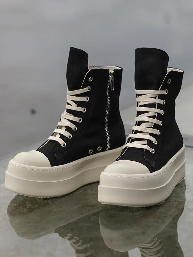 ro canvas high-top shoes men's board shoes 2024ss milk fragrance thick bottom heightening sports muffin bottom casual tide shoes