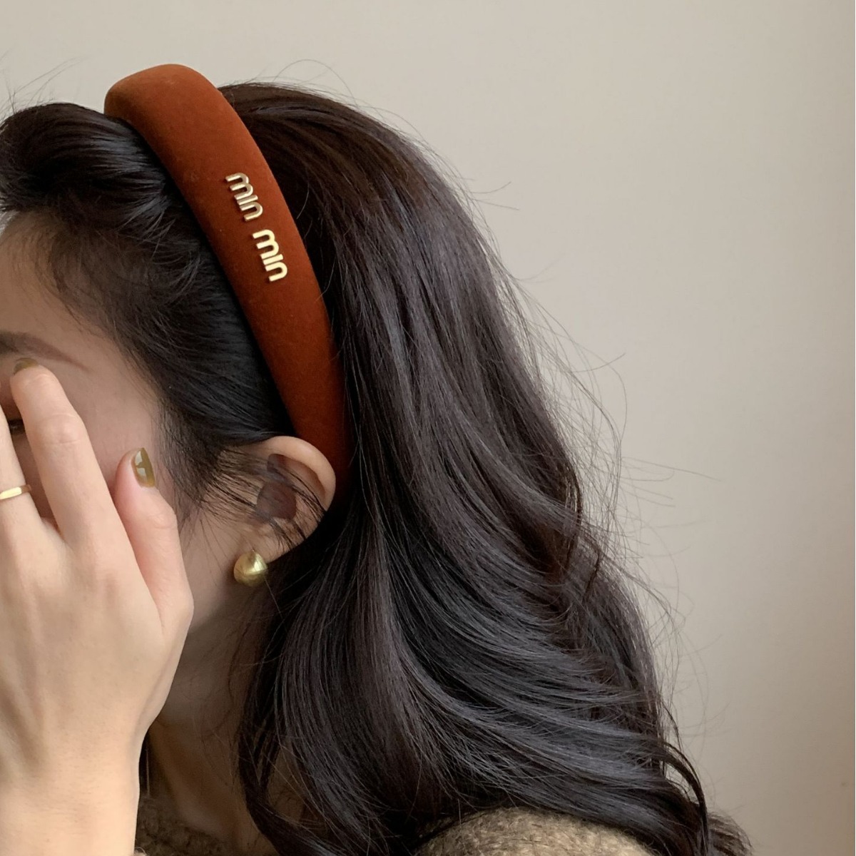 Caramel Pie sweetheart Amber rhinestone Opal Brown headband retro all-match headband Maillard hair accessories hairpin