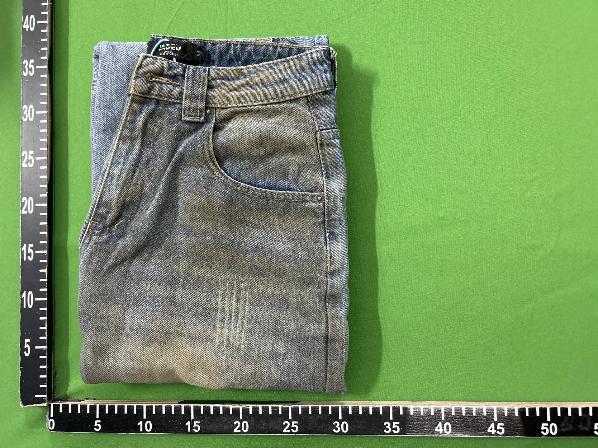 Jaded London European and American hot girl dirty dyed blue wide leg straight leg pants faded and worn casual denim pants