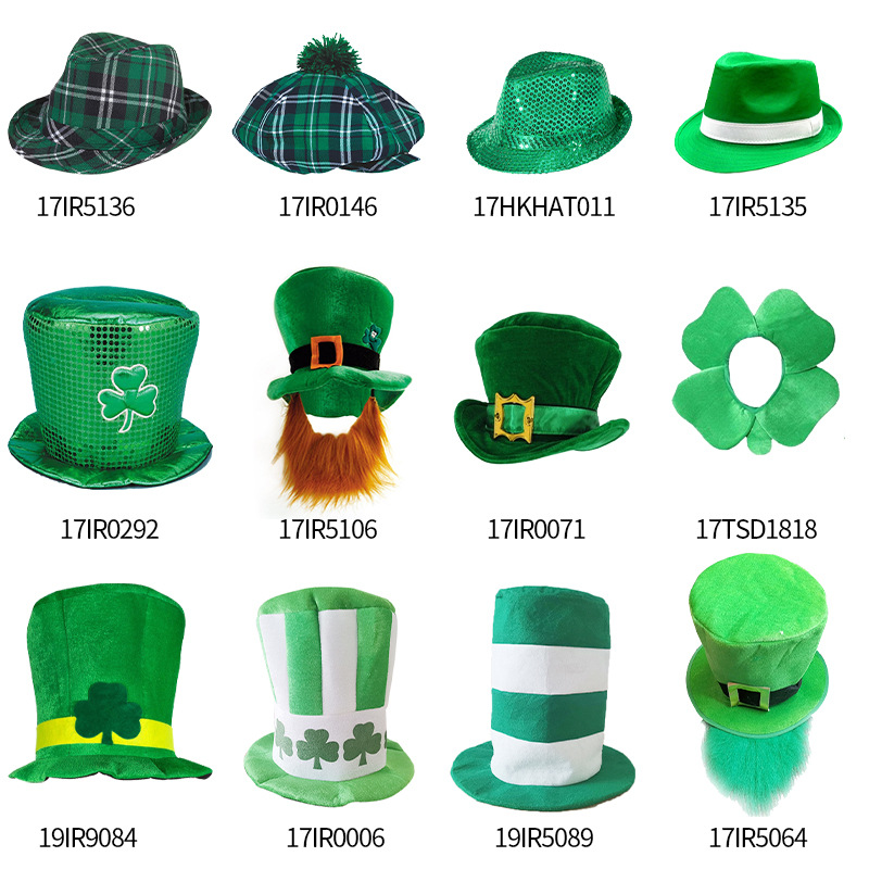 St Patrick holiday party tall hat Clover tall hat velvet tall hat Irish party hat
