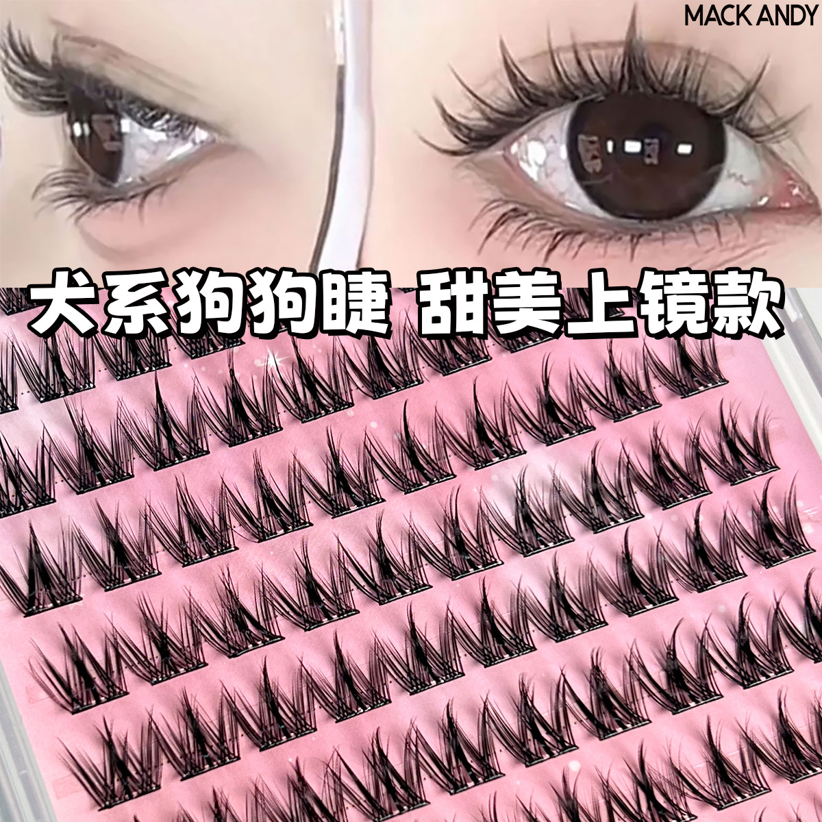 Cartoon Dog Dog Eye False Eyelashes Round Eye Innocent Thick Natural Simulation Single Cluster Segmented Gel-Free Eyelashes