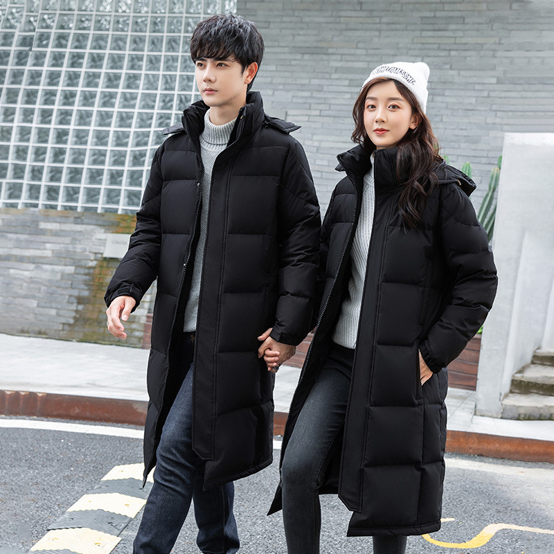 White Duck Down Men's Down Jacket Mid-length Winter Korean Style Thickened Jacket Fashionable Couple's Work Down Jacket