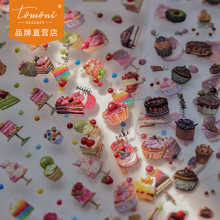 tomoni brand tata cooperation jelly nail stickers cute nail stickers chocolate cake TA307