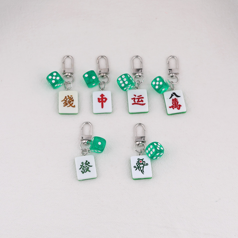 Cute Creative Mahjong Dice Keychain DIY Handmade Bag Headphone Protective Cover Pendant Jewelry Accessories