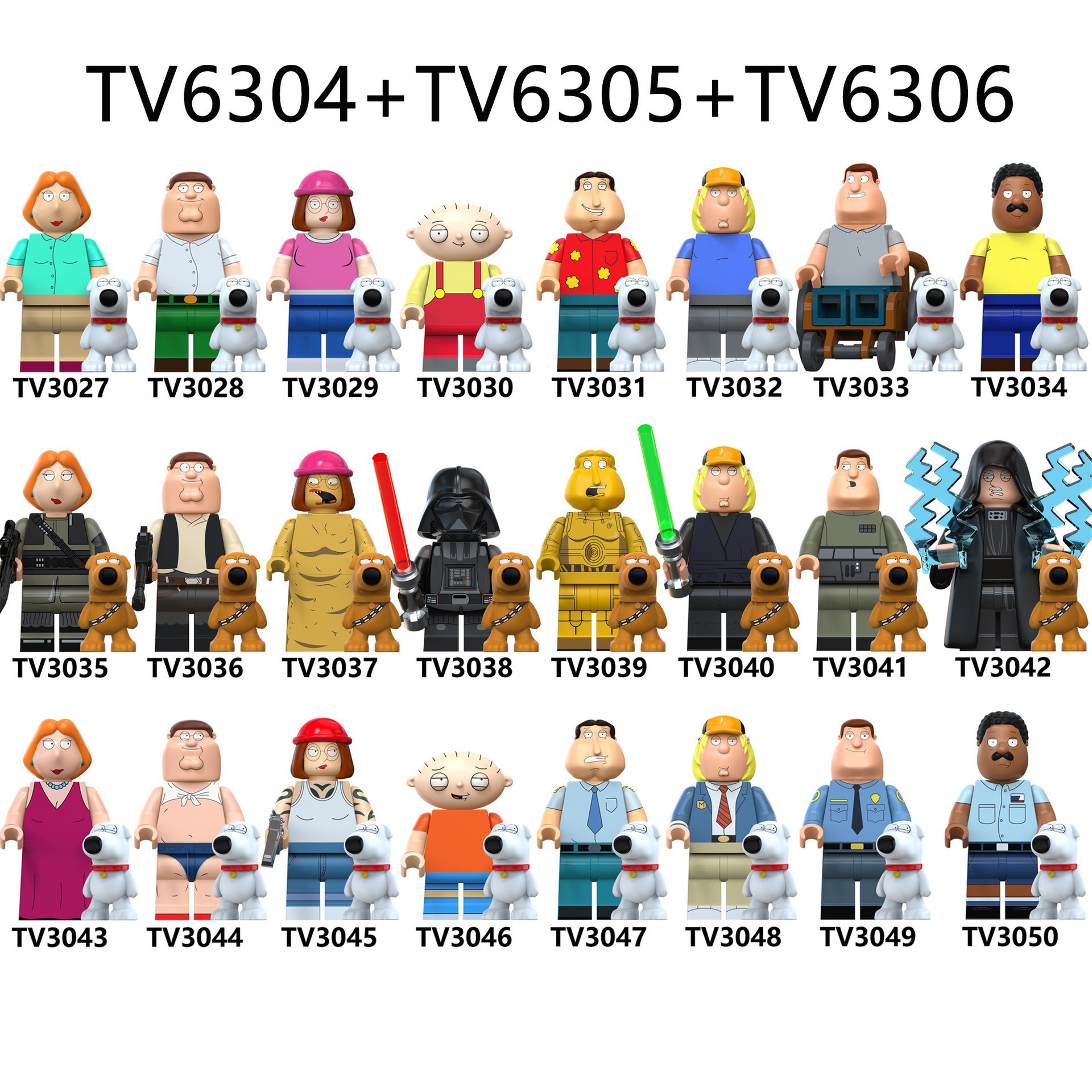 Foreign Trade Goods Tv6304/6305/6306 Animated Series Spoof of the Peter Family Assembled Building Block Figure Toys
