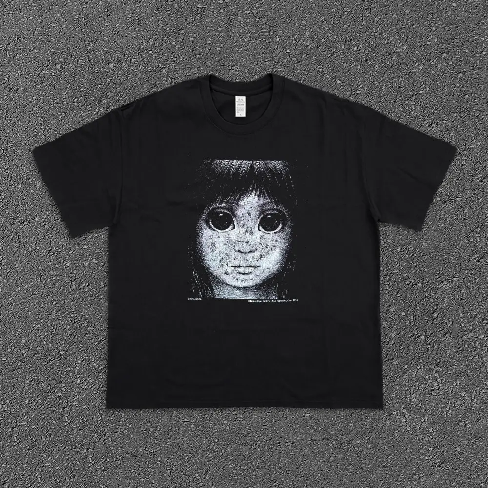 BOMBA STUDIO 250G Cotton Digital Direct Injection Little Girl Vintage Vintage Street Skateboarding Short Sleeve T