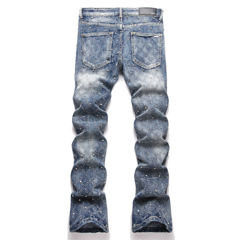 American-Style Young Men's Luxury Flared Jeans, High-Street Slim-Fit Stretch Casual High-End Pants for Men