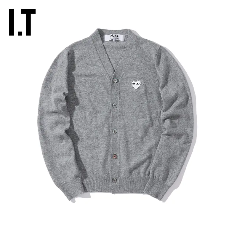 It CDG Play Comme Des Garcons Rei Kawakubo 2024 Winter Male Knitting Cardigan Love Style