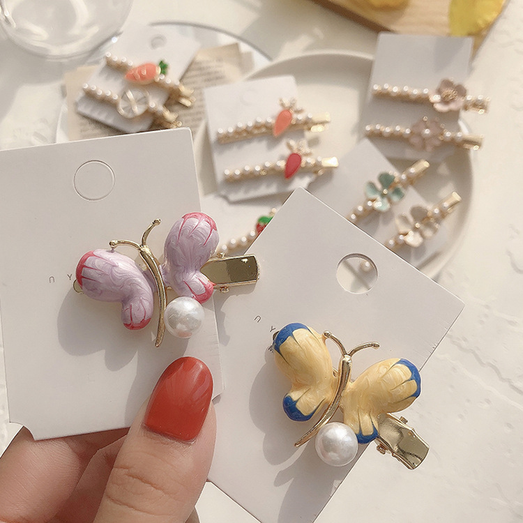 Cute Mori vintage butterfly side clip side clip Mori duckbill clip elegant high-grade antique hair accessories New
