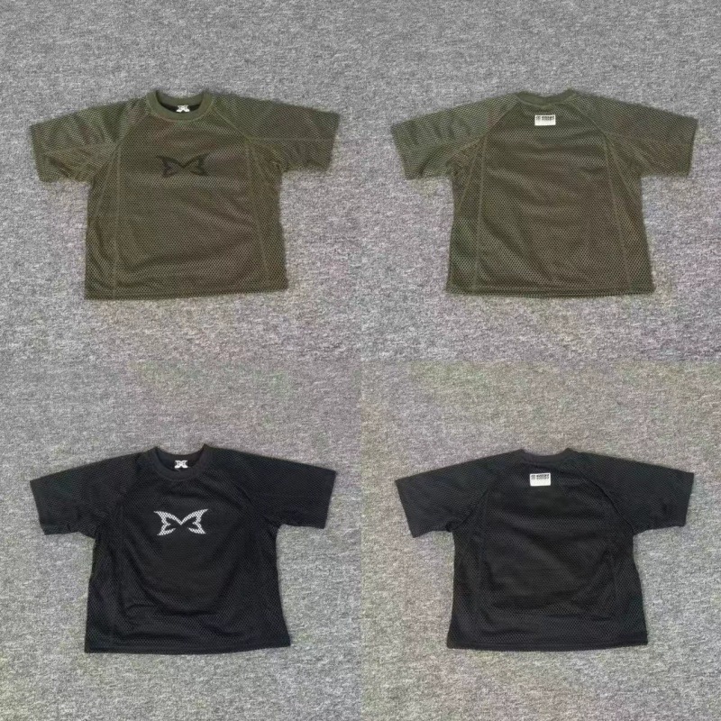 Mertra American Fashion Street Logo Printed Mesh Casual Men's and Women's Sports Casual Quick-Drying Short-Sleeved T-Shirt