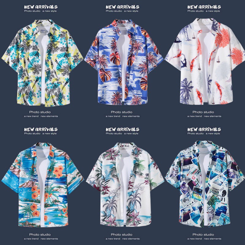Short-sleeved Floral Shirt Men's Hainan Island Clothing Beach Clothing Sanya Xia Wei Feng Thailand Travel Couple Casual Loose Coat