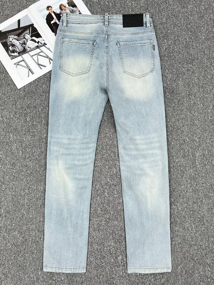 Accessible Luxury Men Denim 2025 New arrival All Year Round High-End Light Color silm Small Straight Micro-Elastic Wash Minimalist Easiest for match