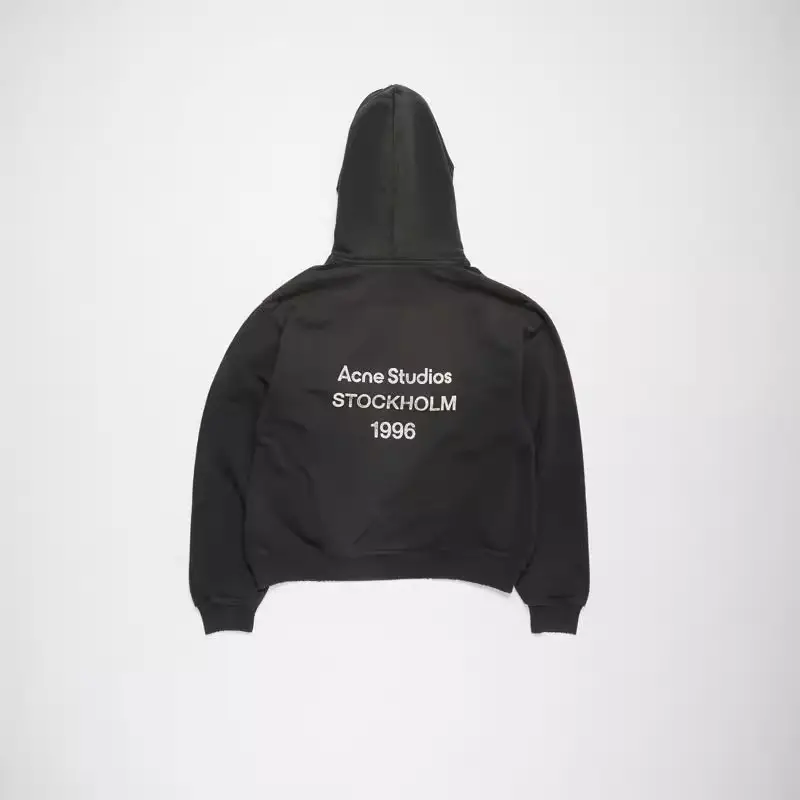 Fashionable Brand Acne1996 Letter Printed Hooded Sweatshirt Washed and Distressed Smudged Loose Versatile Tops for Men and Women