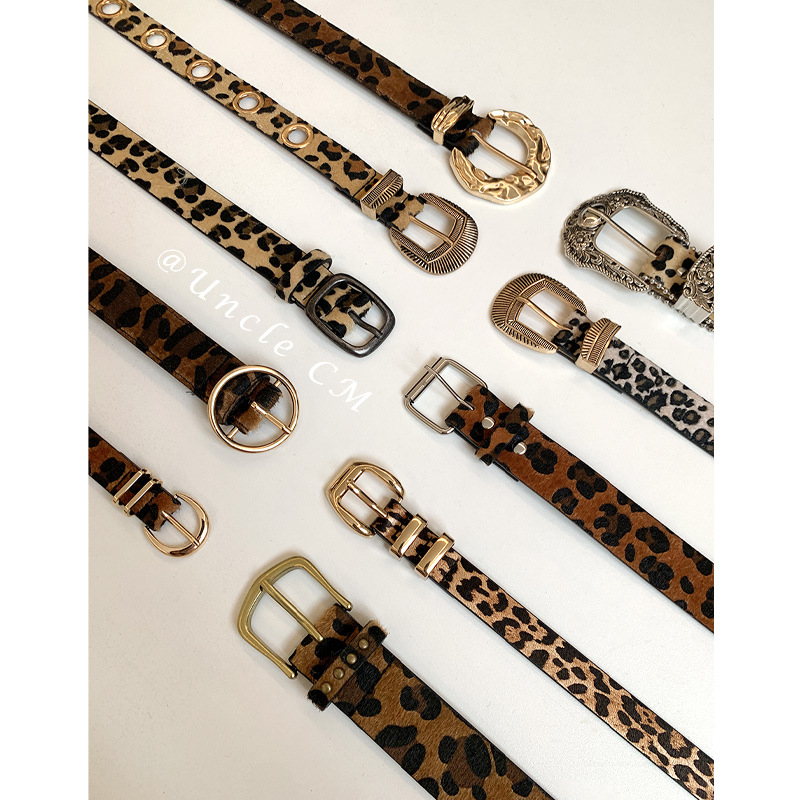 Vintage Leopard Belt Women's Niche Cool Trendy Dress Jeans with Decorative Design Fashion Belt