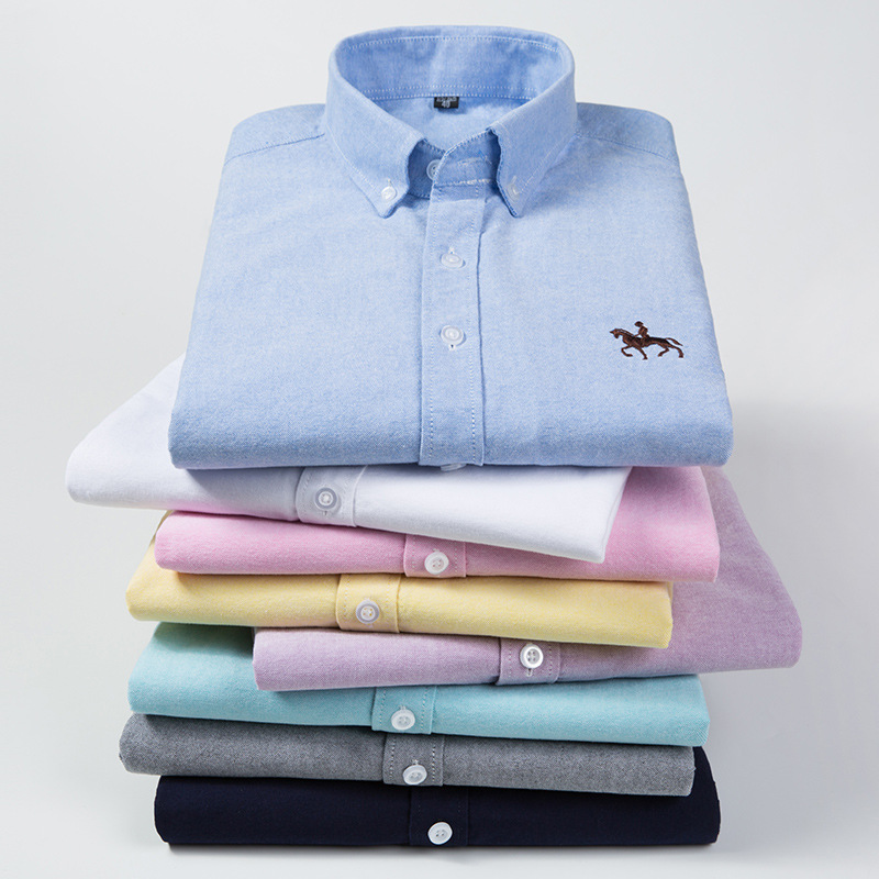 Pure Cotton Men's Green and Middle-aged Long-sleeved Shirt Wrinkle-resistant Pure Cotton Shirt Business Casual Ma Biao Non-ironing Base Shirt Spring