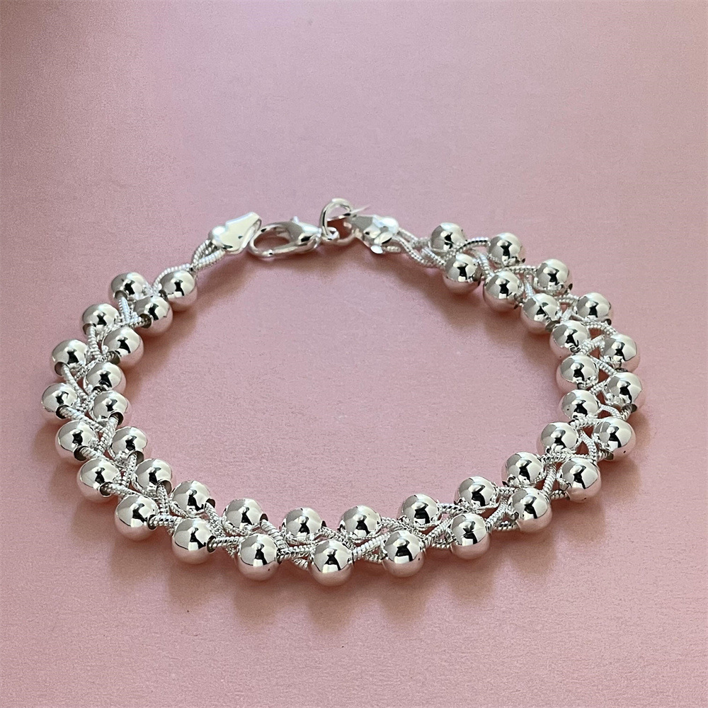 Foreign Trade Jewelry Silver Plated Twisted Bead Bracelet Little Red Book TikTok Internet Popular Bracelet in stock Wholesale