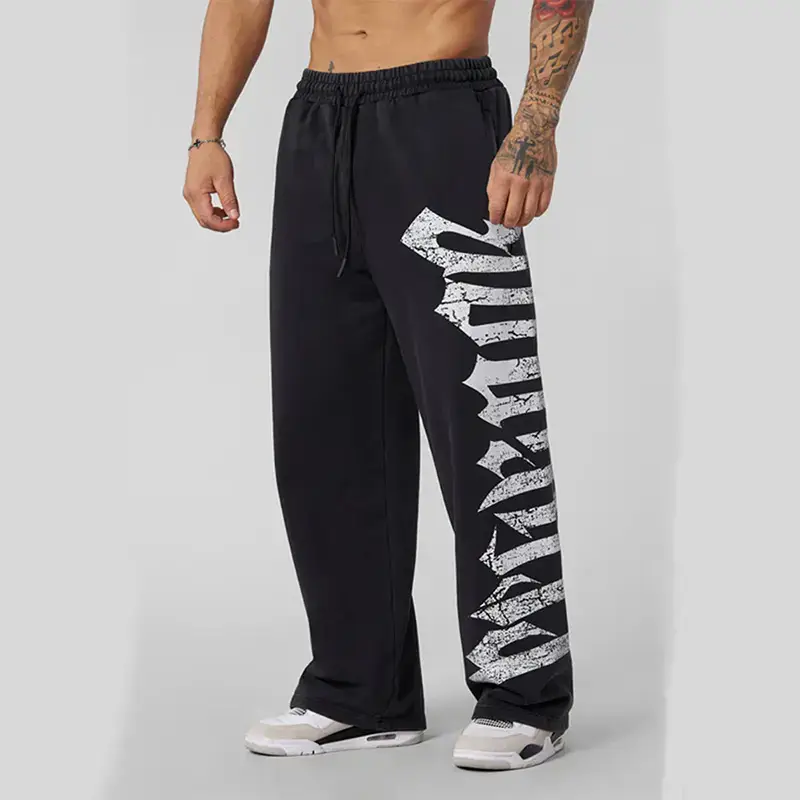 New arrival Youngla Wide-Leg Sweatpants Men Fitness Big Muscle Sports Outdoor Jogging Mop Straight-leg pants