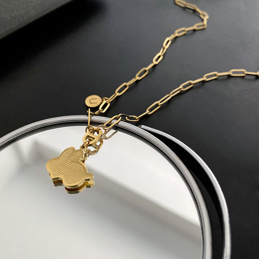 Rabbit luck Letter New 2023 Light Luxury Pendant Necklace Women's Trendy Clavicle Chain Niche Titanium Steel No Falling