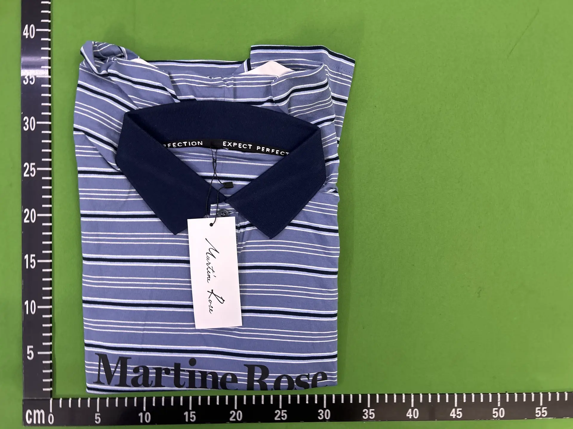 Martine Rose 24SS blue striped slogan printed long sleeved sweatshirt casual loose and versatile polo shirt