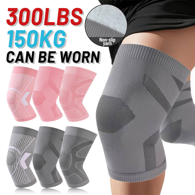 Cross-Border Large Size Knitted Knee Pads, Breathable Sports Knee Pads, Running and Skipping Rope Compression Anti-Slip Leg Protectors, Elderly Warm Knee Pads