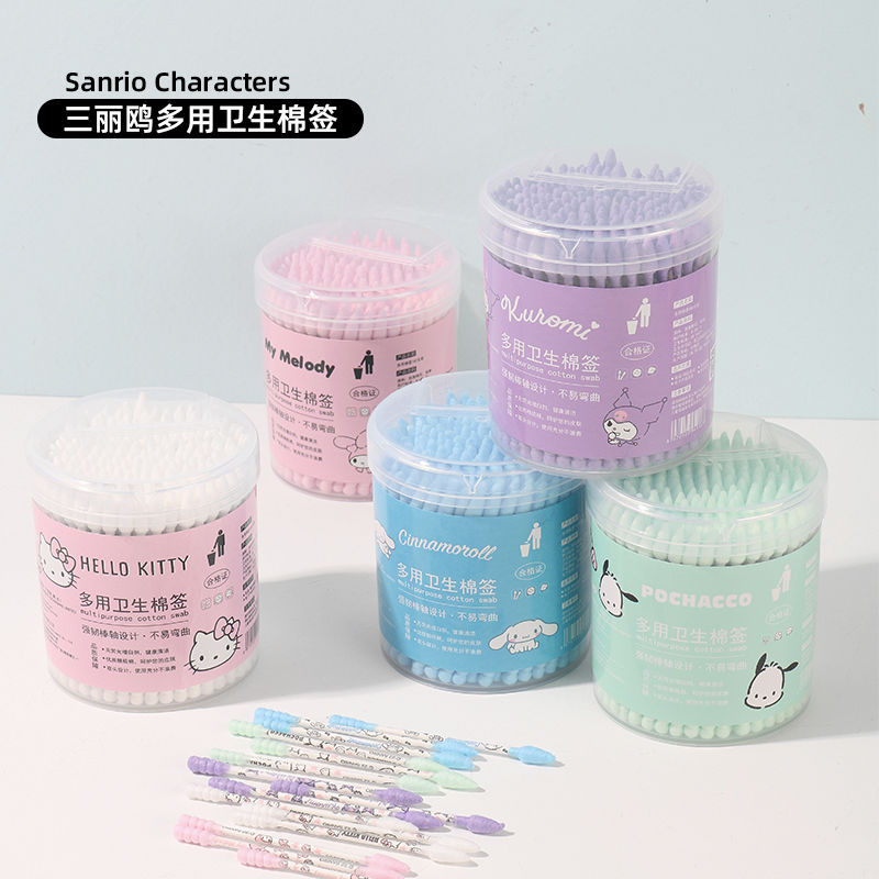 Sanrio Yugui dog coolomi Pacha dog disposable multi-purpose sanitary cotton swab spiral ear makeup double-headed 180