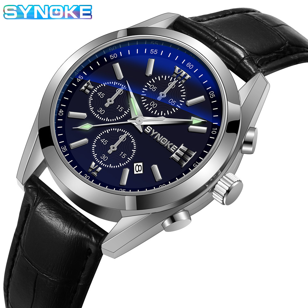 Factory Goods Synoke Quartz Watch Fashion Business Men's Casual Simple Belt Alloy Men's Watch Luminous Waterproof