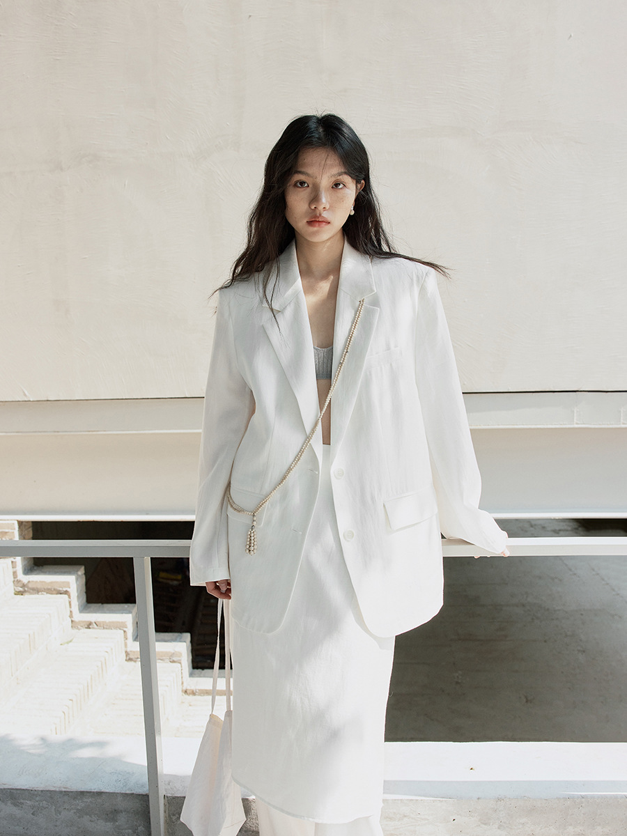 Love and Nancy Thirteen Lines 2026 Spring/Summer Korean Style Loose Solid Color Tencel Elegant Commuter Blazer 04078