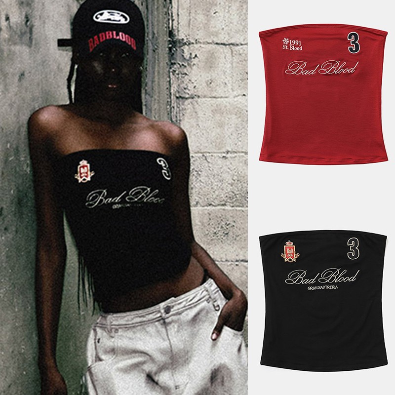Korean Badblood Bcac Series American Sexy Sexy Camisole Female Tube Top Embroidered Niche Top