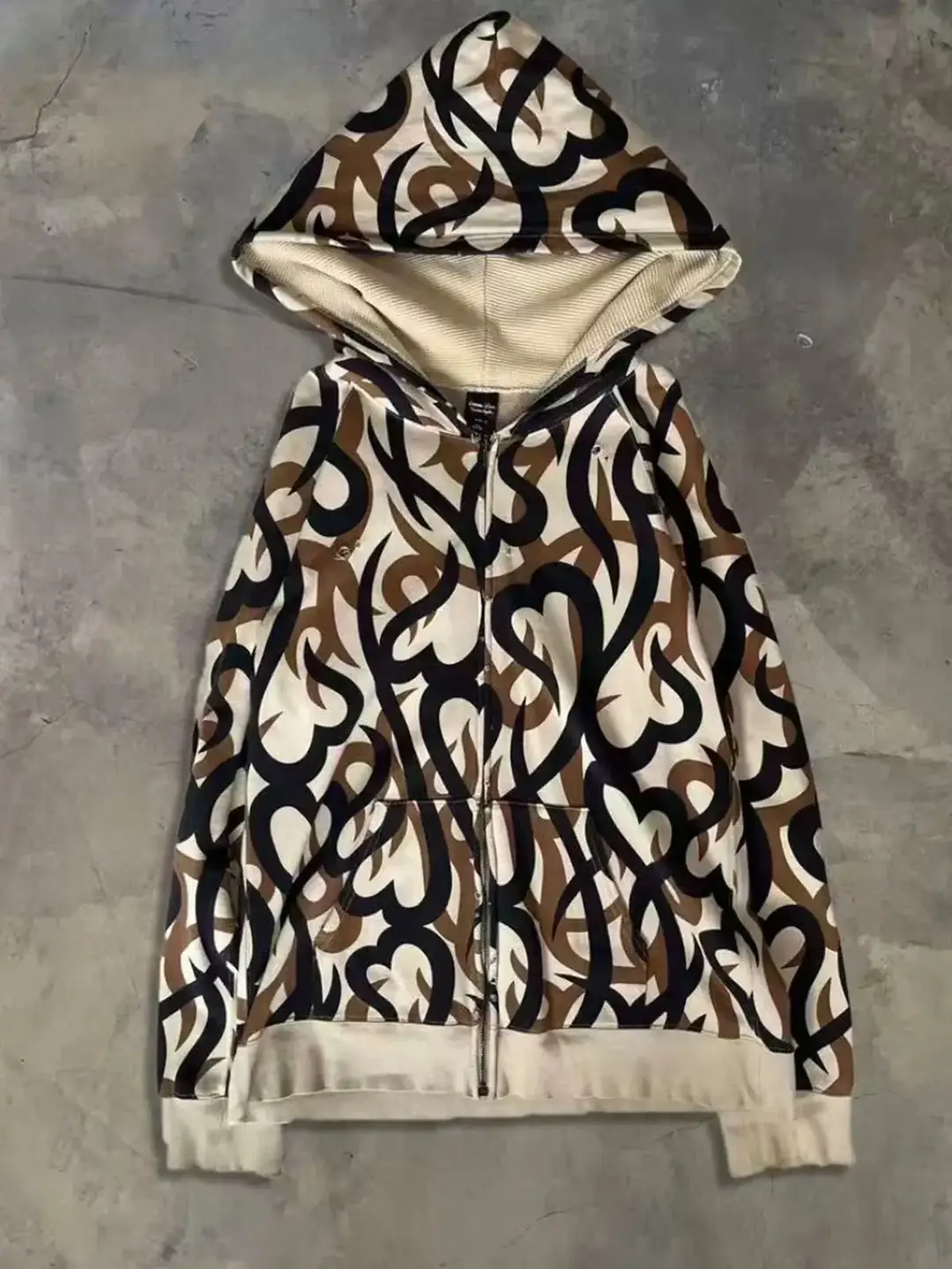 Independent Number(N)Ine Style 04Aw Heart Tribal Heart-Shaped Thorns Hooded Sweatshirt