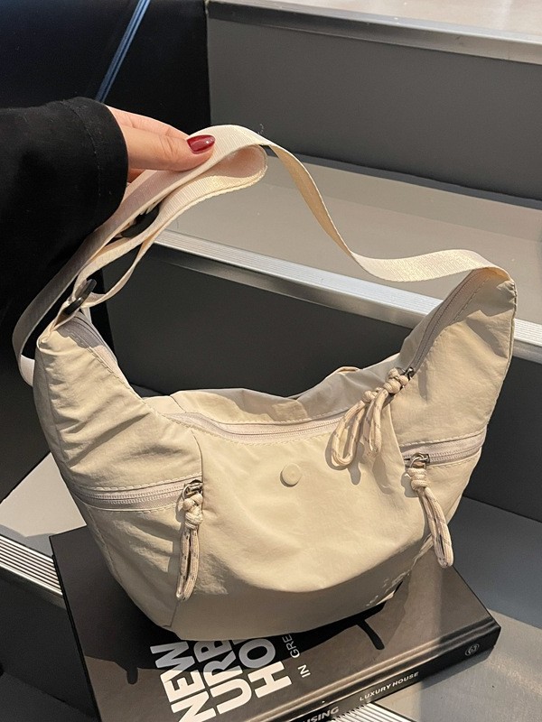 Casual Solid Color Dumpling Bag 2025 New Arrival Spring All-Match Corner Bag Simple Textile Oxford Cloth Shoulder Bag