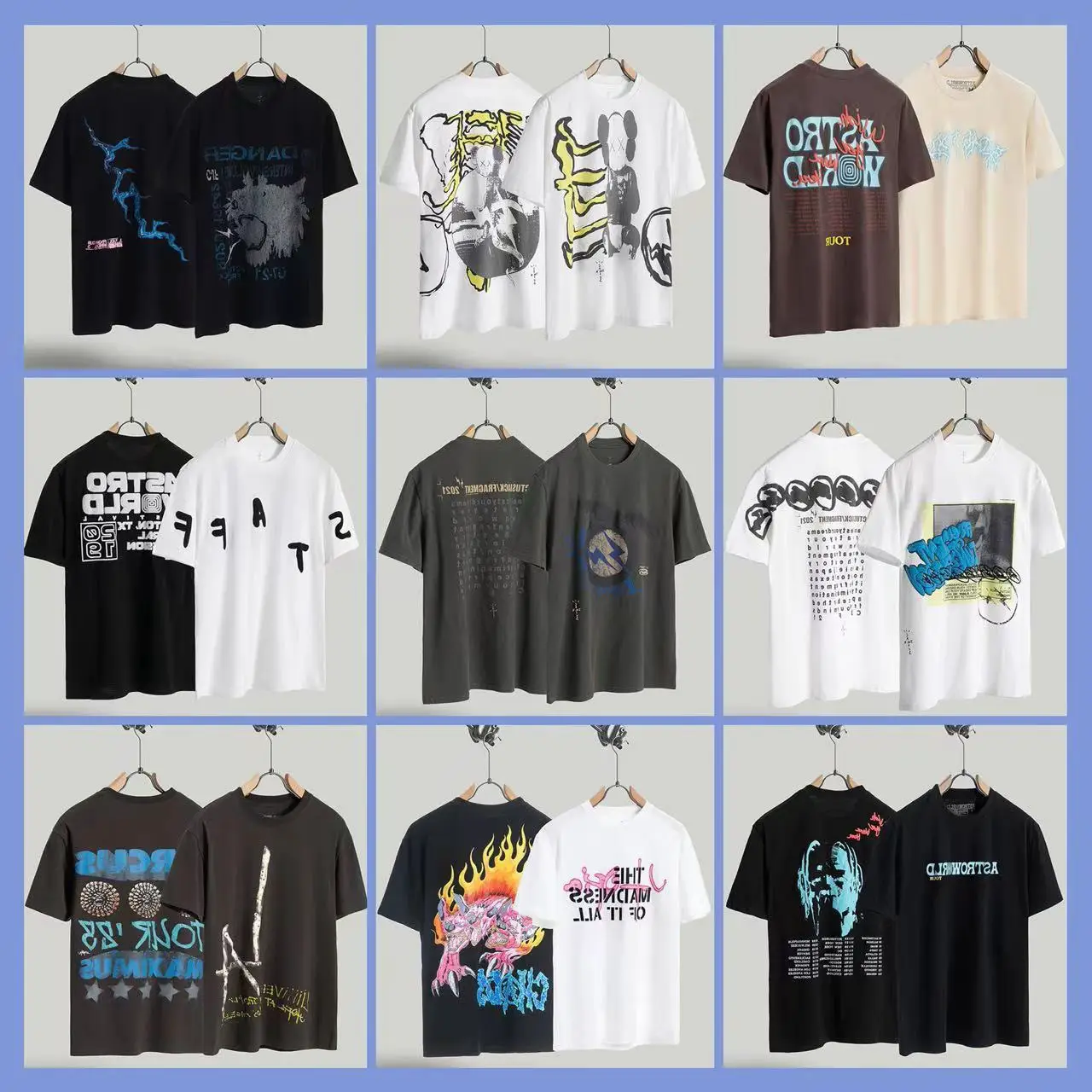 Cross-Border 2024 New Summer Hip-Hop Foam Men's Round Neck Pullover Casual Loose Short-Sleeved European and American T-Shirt for Women