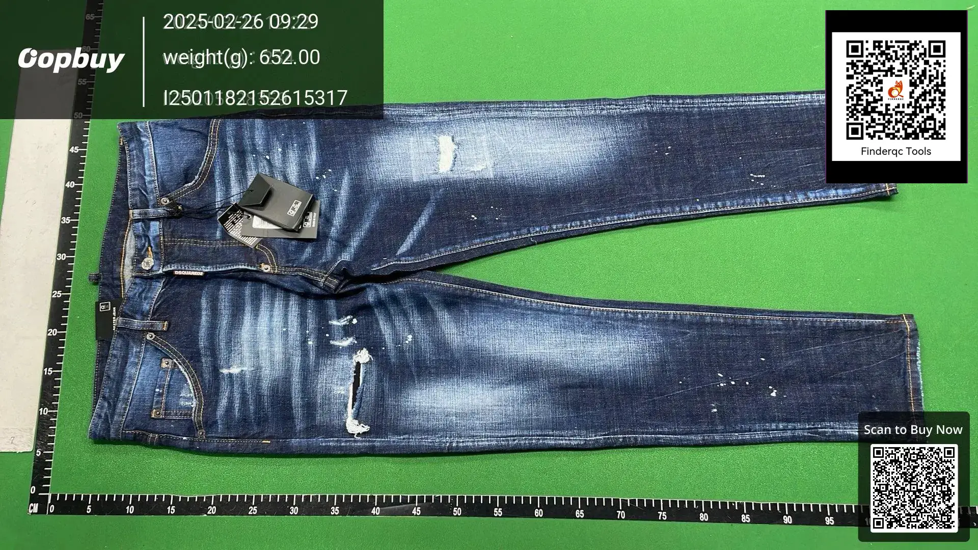 2024 Autumn New D2 Trendy Men's Washed Hole Patch Paint Easiest for Match Slim Small Feet Blue Jeans for Men