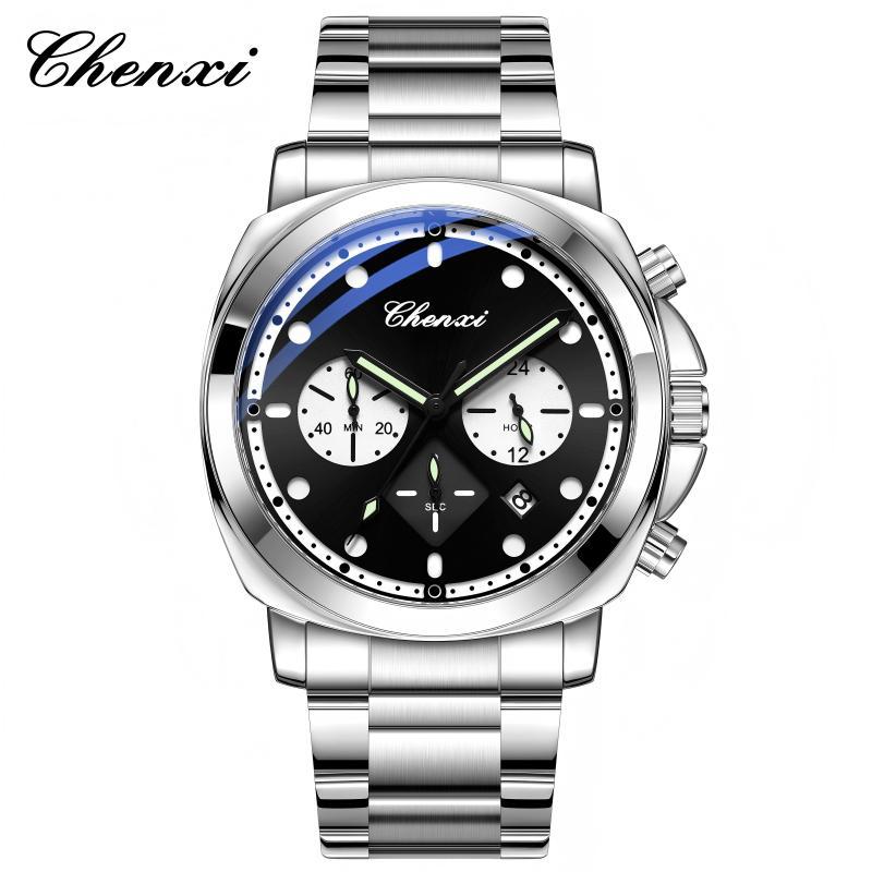 Chenxi New Multifunctional Steel Band Watch for Men, Fashionable Calendar, Luminous Chronograph, Quartz Watch, Men's Watch